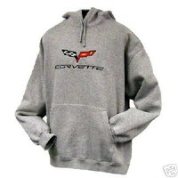 CORVETTE C6 HOODED SWEATSHIRT GRAY >GM LICENSED<NWT LG