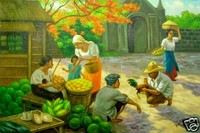 Sunday Morning Amorsolo Art Philippines Oil Painting NR