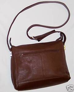 Brown 9x11&quot; Leather Aurielle Handbag Purse w 40&quot; Adjustable Handle | eBay