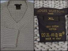 LOUIS VUITTON V,NECK SWEATER SzXL 100% COTTON HEAVY KNIT BEIGE ITALY EXQUISITE