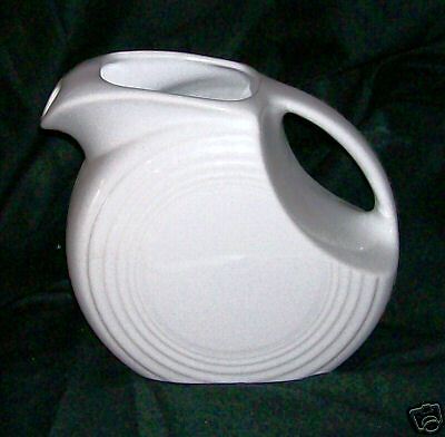 FIESTA WARE WHITE DISK PITCHER  MOLDED MARK fiesta  