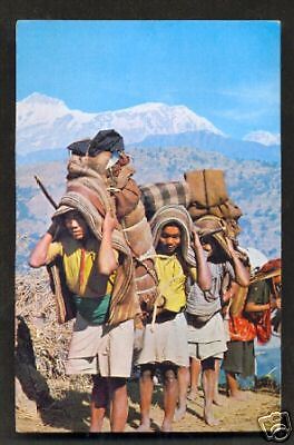 Porters native Men Mount Annapurna Nepal 60s  