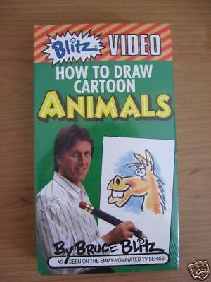 How To Draw Cartoon Animals by Bruce Blitz VHS ~ NEW  