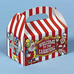 12 Big Top Carnival Treat Boxes Birthday Party Favors  