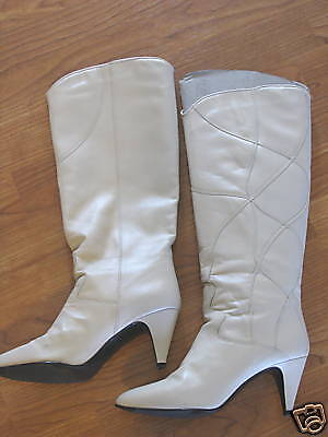 Vintage Gloria Vanderbilt Leather Boots 7 5 Creme 80s | eBay