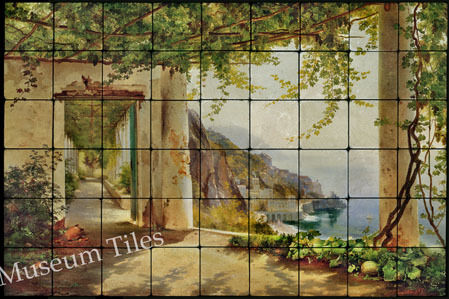 36x24 Italian Amalfi Coast Fine Art Tiles for Kitchen  