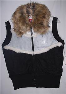 OAKLAND RAIDERS WOMENS XL FAUX SHEARING FUR COLLAR VEST  