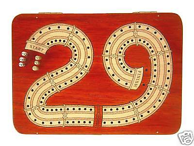 29 Cribbage Board Continuous 2 Tracks inlaid Bloodwood  