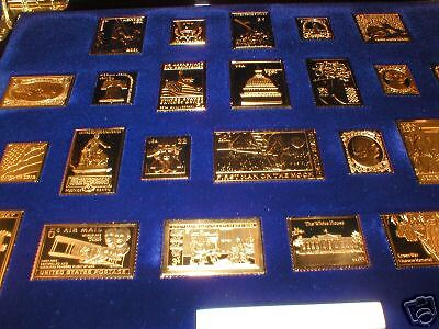 Pure .999 Silver Stamps 24 karat Gold plated 25 Ingots Postal  