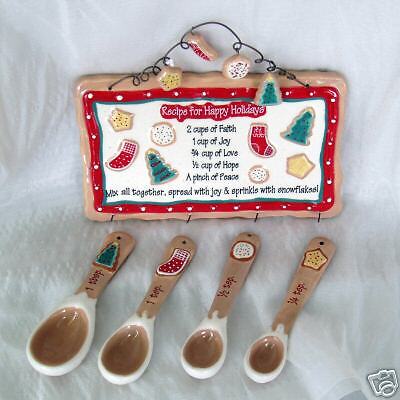 Christmas MEASURING SPOON 4 TEASPOONS Holiday Wall Sign  