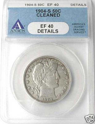 1904 S Barber Half Dollar   ANACS XF 40   RARE  