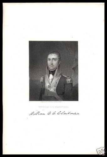ORIGINAL PRINT WILLIAM CC CLAIBORNE 1st GOV OF LOUISANA  