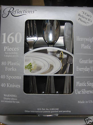 Reflections Plastic Silver Forks Spoons Knives 160pc  