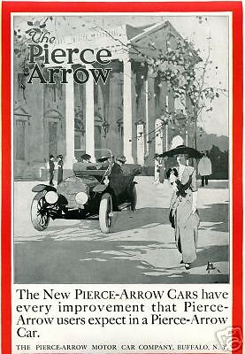 1913 PIERCE ARROW Ad. Adolph Treidler Art. Big Page  