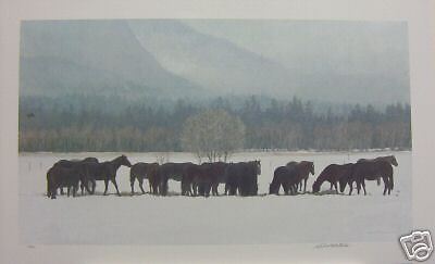 Robert BATEMAN print Winter Gathering Horse Herd LTD SN  