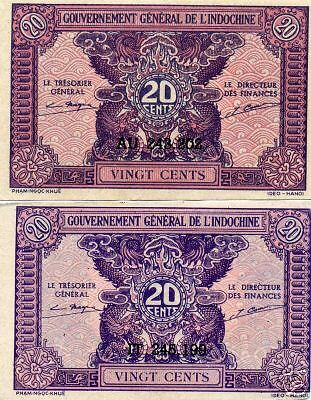 FRENCH INDOCHINA P90 20 cents AU   RARE BANK NOTE  