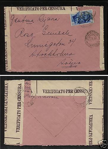 Italy to Sweden censor cover on 3 sides 1941  