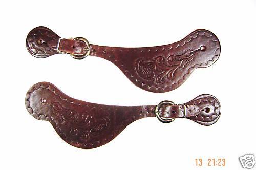 Cowboy Western Buckaroo Floral Stamp Spur Straps  