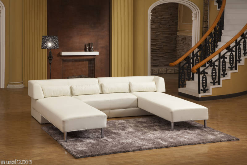 Design Voll Leder Bett Sofa Garnitur Eckgruppe 5117 OK  