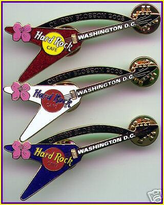   Rock Cafe WASHINGTON DC 2003 Cherry Blossom 3 GUITAR PINS + FREE PIN