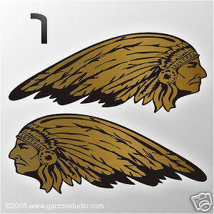 INDIAN head helmet Decal Drifter chief #1 GOLD  