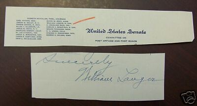 US Senator William Langer, North Dakota Cut Signature  