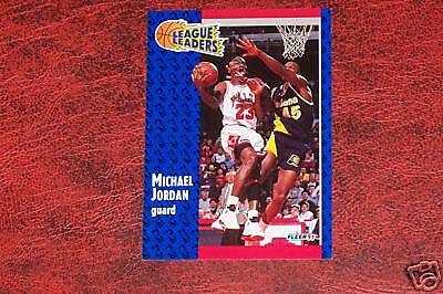 MICHAEL JORDAN 1991 92 FLEER # 220   LEAGUE LEADERS  