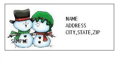 60 CUTE Snowman Couple Christmas Address Labels  