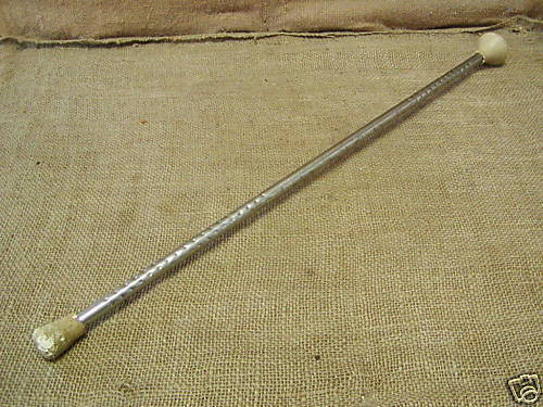 Vintage Steel Baton w Rubber Antique Chrome Batons *  