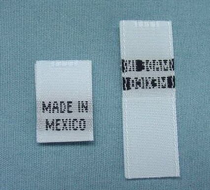 LOT 100 WOVEN CLOTHING LABELS, SIZE TAGS MADE IN MEXICO  