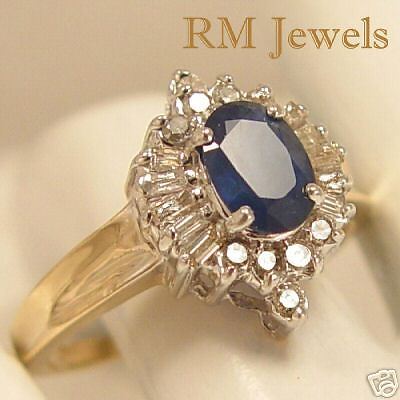 Magnificent Sapphire and Diamond 14Kt Gold Estate Ring  