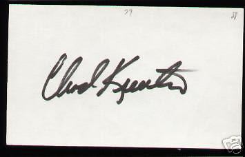 CHAD KREUTER AUTOGRAPHED 3 X 5 CARD  