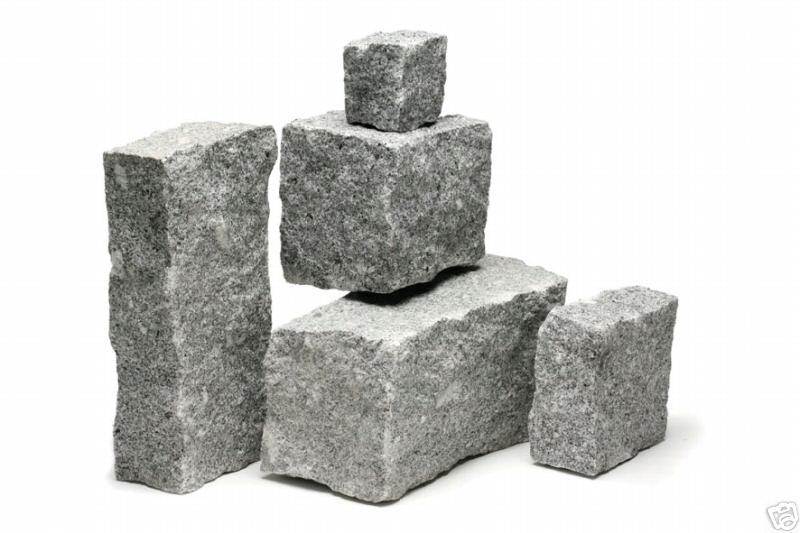Granite sample setts ,blocks , kerbs . posts ,pillars.  