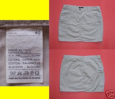SISLEY of ITALY Ruched Mini Skirt Europe Sz 40 USA Sz 6 Beige Tan 
