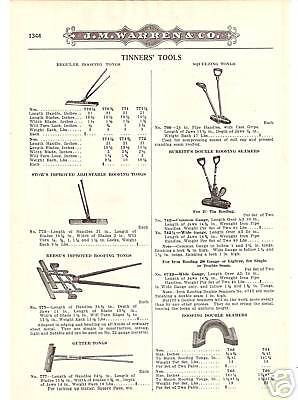 1919 TINNERS TOOL ROOFING TONGS SEAMER Catalog Ad  