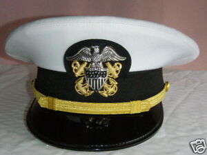 US Navy Dress White Uniform New Officer Visor Hat | eBay