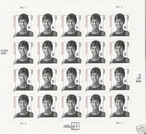 2004 WILMA RUDOLPH .23 SHEET OF 20 SCOTT CATALOG # 3422  