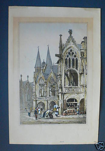 Prout   BRAUNSCHWEIG Rathaus   Kolor. Lithografie 1828