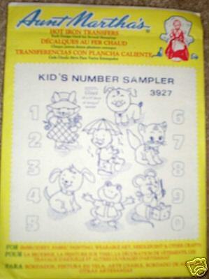EMBROIDERY TRANSFER PATTERNS NUMBERS FROG MOUSE CAT PIG  
