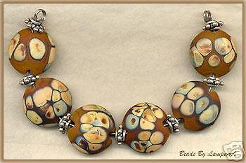 Brown & Raku Lampwork Beads Handmade Glass Bead Set SRA  