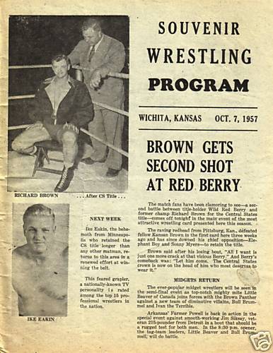 WRESTLING PROGRAM WICHITA 10/7/57 magazine  