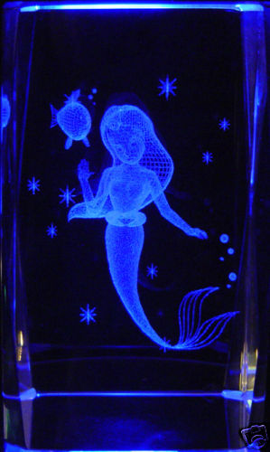 LITTLE MERMAID 3 INCH 3D CRYSTAL LASER ETCHED FREE LED  
