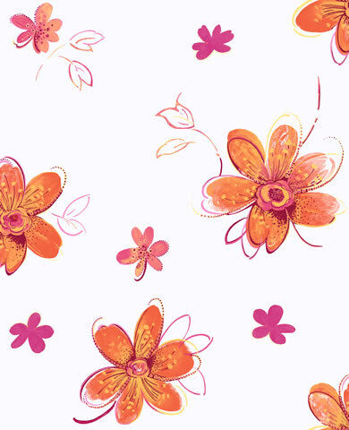 CANDICE OLSON KIDS ORANGE PINK FLORAL WALLPAPER CK7708  