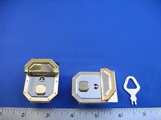 Set Amiet Nickel/Gold Portfolio Lock w/ key (36113)  