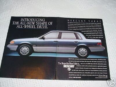 1988 Mercury Topaz AWD Original Vintage Ad