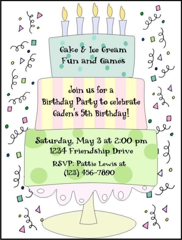 Personalized LAYERED BIRTHDAY CAKE PARTY INVITATIONS  