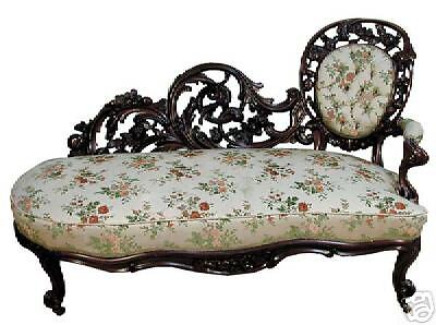 Rococo Pierce Carved Rswd Recamier by Prudent Mallard  