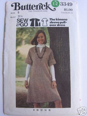 Vintage Butterick Kimono Sleeve Pull over Dress Pattern  