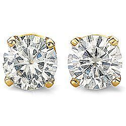 50 ct Round Cut Moissanite earrings studs 14K Y 1.5  