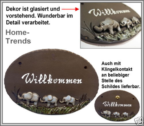 Elefant Keramikschilder Türschild Klingel Schild Gravur  